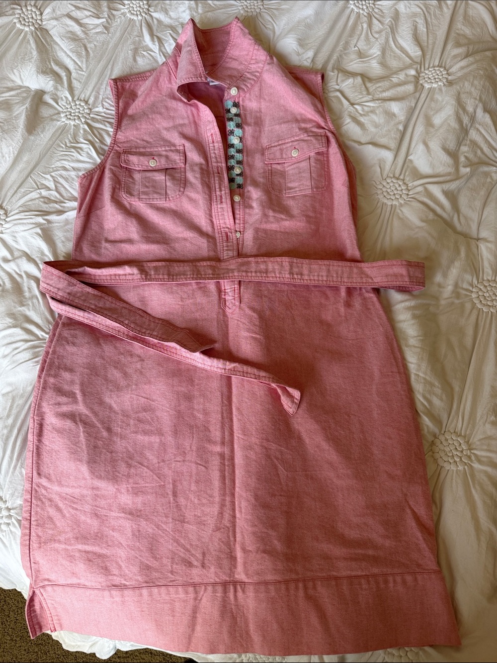 Vineyard Vines Sleeveless Pink Belted Midi Dress. Wms 4.